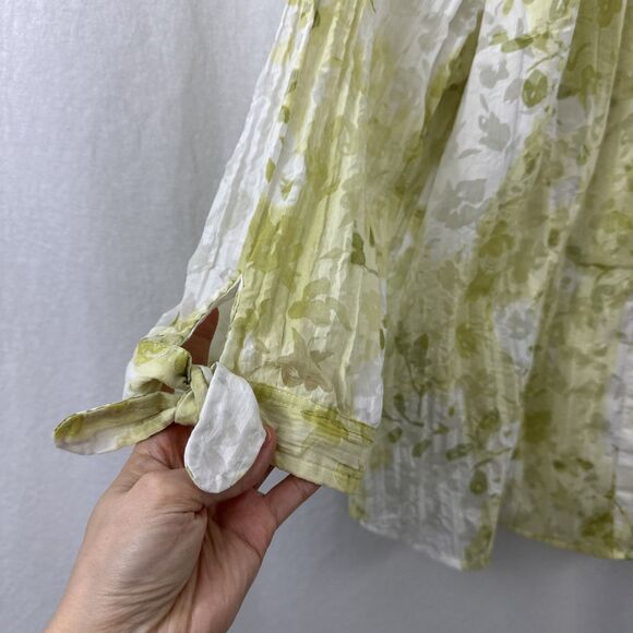 JM Collection Green White Sheer Floral Print Button Up Shirt Womens Size 18 - Picture 6 of 7